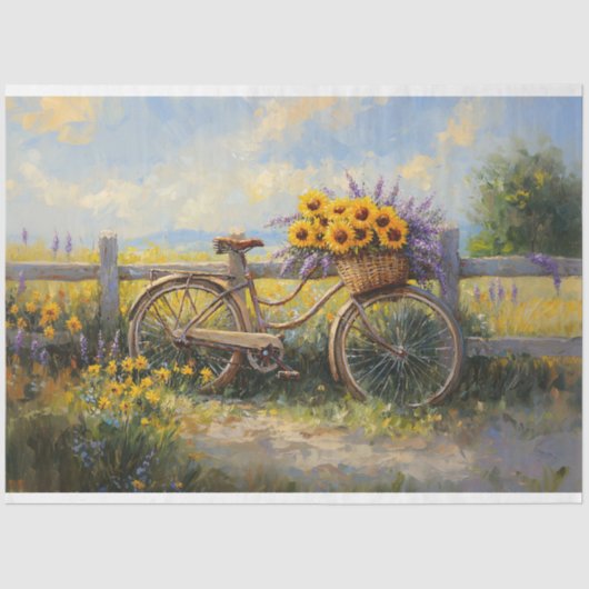 Fiets met Bloemen Art Decoupage Tissuepapier (Voorkant)