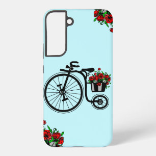 Fiets met bloemen cadeau Samsung Galaxy hoes Hoesje