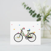 fiets met bloemen en vogels briefkaart (Staand voorkant)