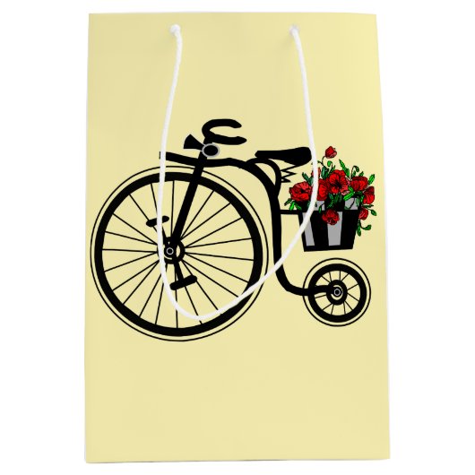 Fiets met Bloemen Gift Bag - Medium Cadeauzakje (Voorkant)