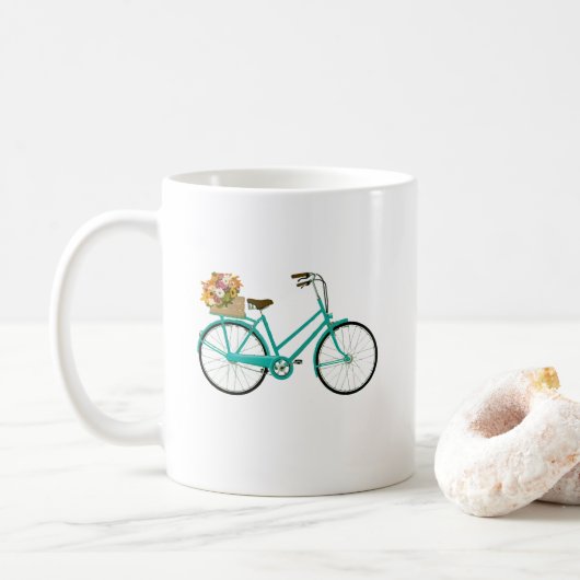 Fiets met Bloemen Illustratie Koffiemok (Met donut)
