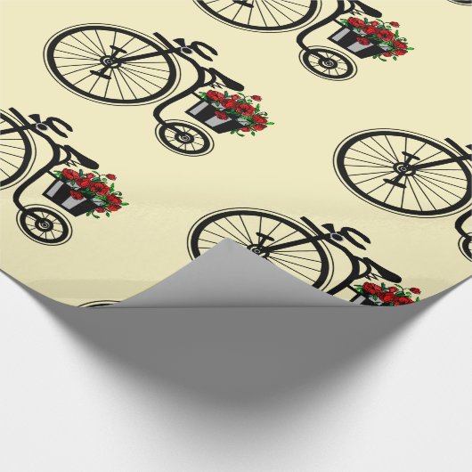 Fiets met bloemen inpakpapier (Hoek)