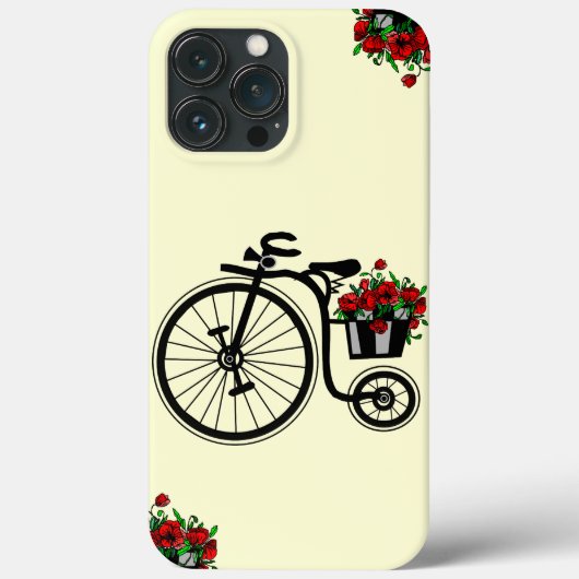 Fiets met bloemen iPhone Case - Kies kleur (Achterkant)