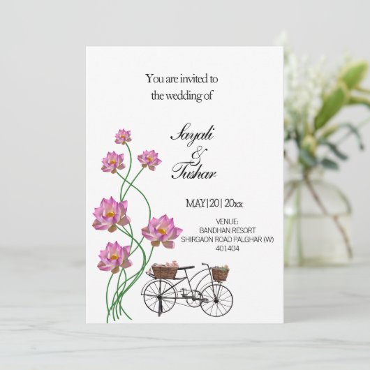  fiets met bloemen kaart (Staand voorkant)