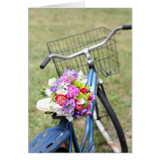  fiets met bloemen kaart