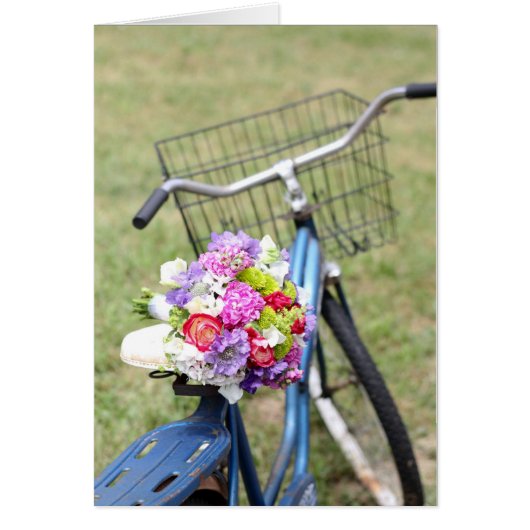 fiets met bloemen kaart (Voorkant)