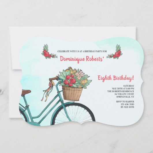 fiets met bloemen kaart (Voorkant)