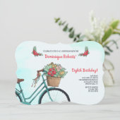 fiets met bloemen kaart (Staand voorkant)