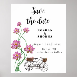  fiets met bloemen poster