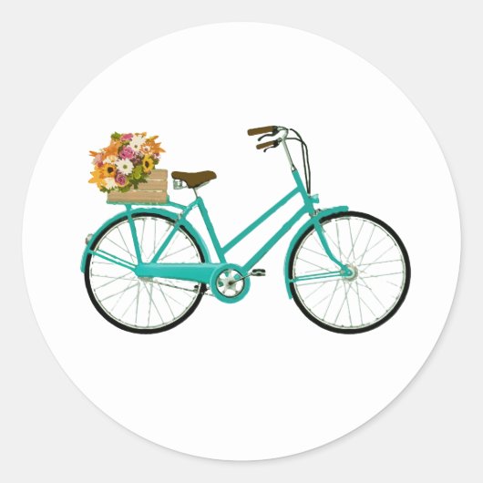 Fiets met Bloemen Schilderen Stickers (Voorkant)