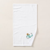  Fiets met Bloemen Turquoise Handdoek Set (Handdoek)