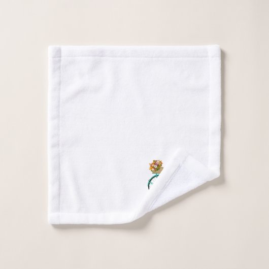  Fiets met Bloemen Turquoise Handdoek Set (Wasdoekje)