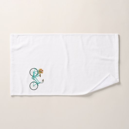  Fiets met Bloemen Turquoise Handdoek Set (Handdoek)