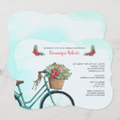Fiets met bloemen uitnodiging (Voorkant / Achterkant)