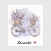  fiets met bloemen – Waterverf Sticker (Vel)