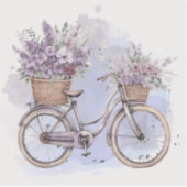  fiets met bloemen – Waterverf Sticker (Voorkant)