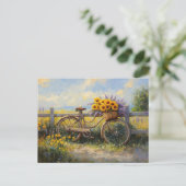  fiets met bloemenkunst briefkaart (Staand voorkant)