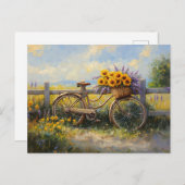  fiets met bloemenkunst briefkaart (Voorkant / Achterkant)