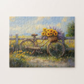 fiets met bloemenkunst legpuzzel (Horizontaal)