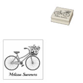 Fiets met bloemenmand aangepaste naam rubberstempel (Gestempeld)