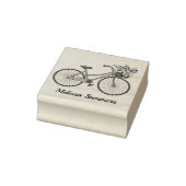 Fiets met bloemenmand aangepaste naam rubberstempel (Stempel)