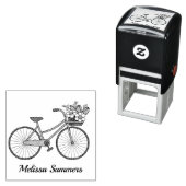 Fiets met bloemenmand aangepaste naam  zelfinktende stempel (In situ)