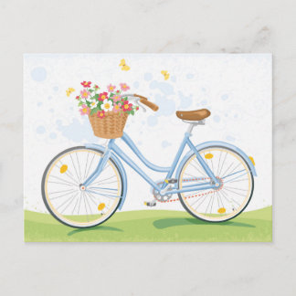 Fiets met Bloemenmand Briefkaart
