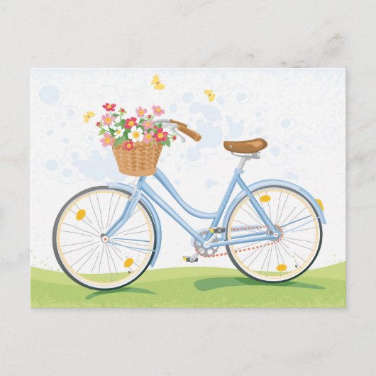  Fiets met Bloemenmand Briefkaart (Voorkant)