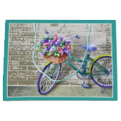 Fiets met Bloemenmand Grote Gift Bag Groot Cadeauzakje (Voorkant)