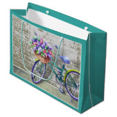 Fiets met Bloemenmand Grote Gift Bag Groot Cadeauzakje (Voorkant Gekanteld)