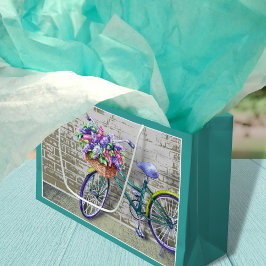 Fiets met Bloemenmand Grote Gift Bag Groot Cadeauzakje