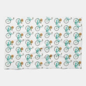  Fiets met Bloemenmand Kunst Keuken Theedoek (Horizontaal)