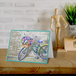 Fiets met bloemenmand Note Kaart