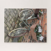 Fiets met bloemkorven in Engels dorp Legpuzzel (Horizontaal)