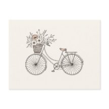 Fiets met Blooming Basket Briefkaart