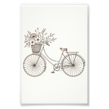 Fiets met Blooming Basket Fotoprint