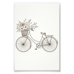 Fiets met Blooming Basket Fotoprint Foto Afdruk