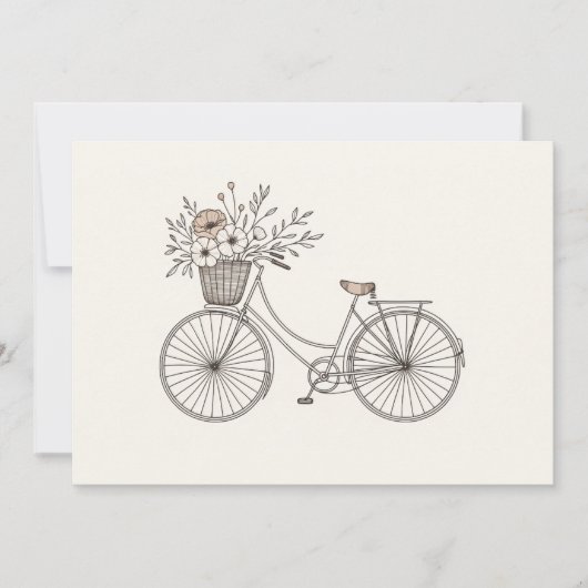  Fiets met Blooming Basket Invitation Kaart (Voorkant)