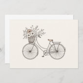  Fiets met Blooming Basket Invitation Kaart (Voorkant / Achterkant)