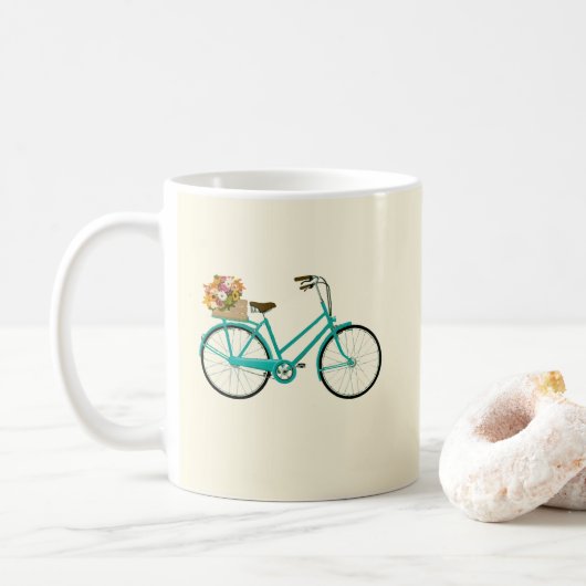  fiets met de illustratie "Flowers" koffie M Koffiemok (Met donut)