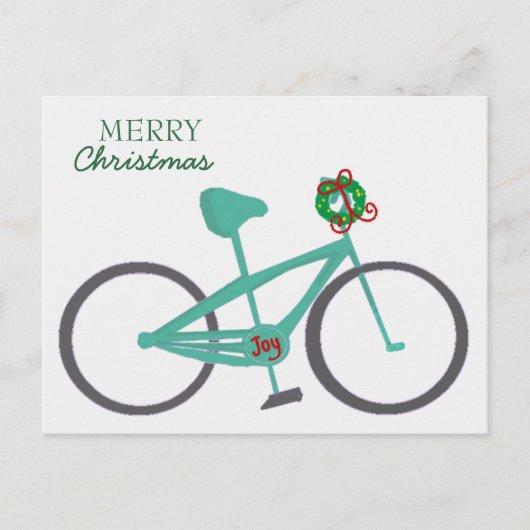 Fiets Met Een Krans Feestdagenkaart (Voorkant)