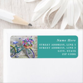 Fiets met Flower Basket Retouradreslabel Etiket