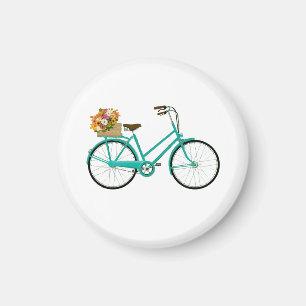  fiets met Flowers Retro Art Magneet