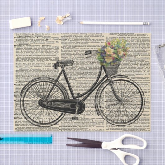 fiets met flowers retro-ontkoppeling tissuepapier (Craft)