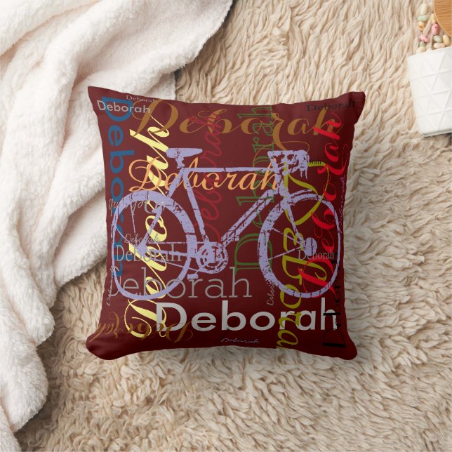 fiets met gepersonaliseerde naam kussen (Deken)