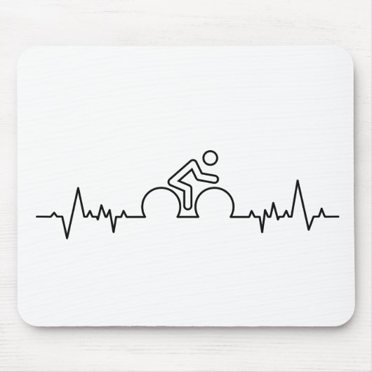 Fiets met hartslag wave. Wielersport, racefiets. Muismat (Voorkant)