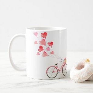 Fiets met hartvormige ballonnen koffiemok