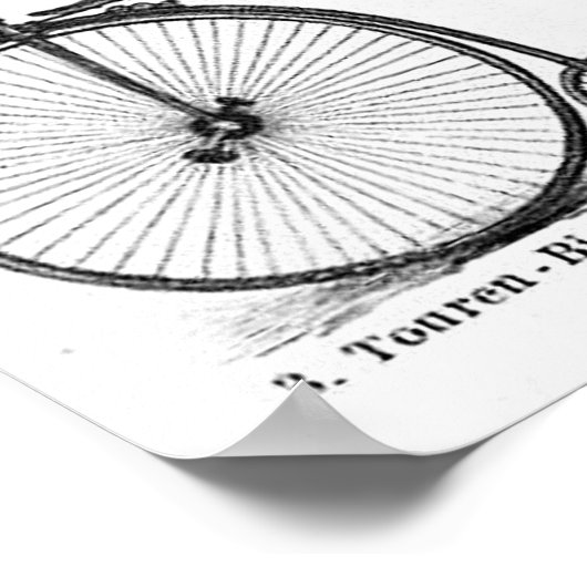 fiets met hoge wielrennen en een farce poster (Hoek)