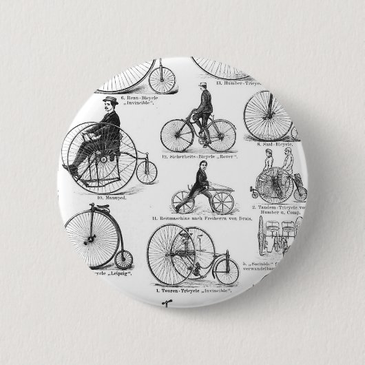 fiets met hoge wielrennen en een farce ronde button 5,7 cm (Voorkant)