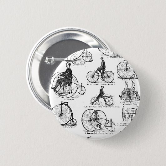 fiets met hoge wielrennen en een farce ronde button 5,7 cm (Voorkant /achterkant)
